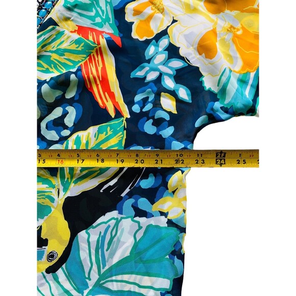 MELISSA PAIGE Top Women’s Blouse Sheer Floral Beaded Cold Shoulder Tunic Medium - Picture 8 of 12